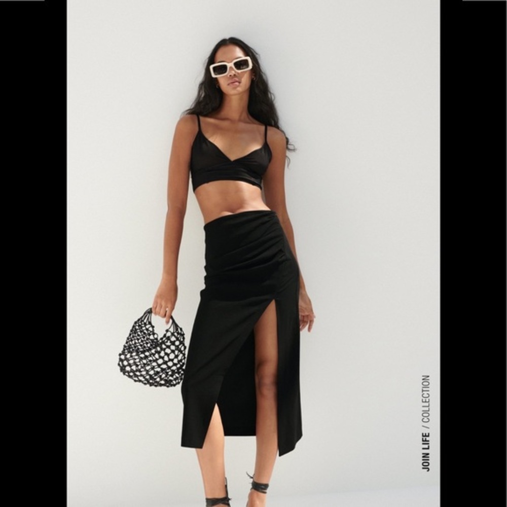 Zara draped linen blend skirt - Picture 3 of 6